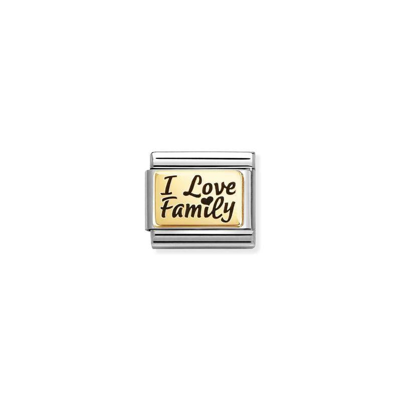 Nomination Composable Classic Link, 'I Love Family' Gold