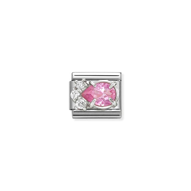 Nomination Composable Classic Link, Pink White Cubic Zirconia Drop