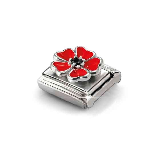 Nomination Composable Classic Link Poppy With Black Stone