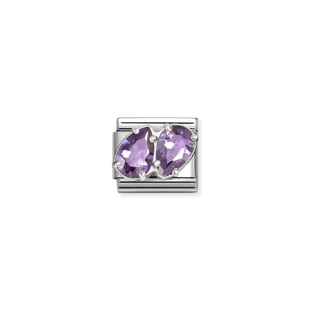 Nomination Composable Classic Link, Purple Cubic Zirconia Drops