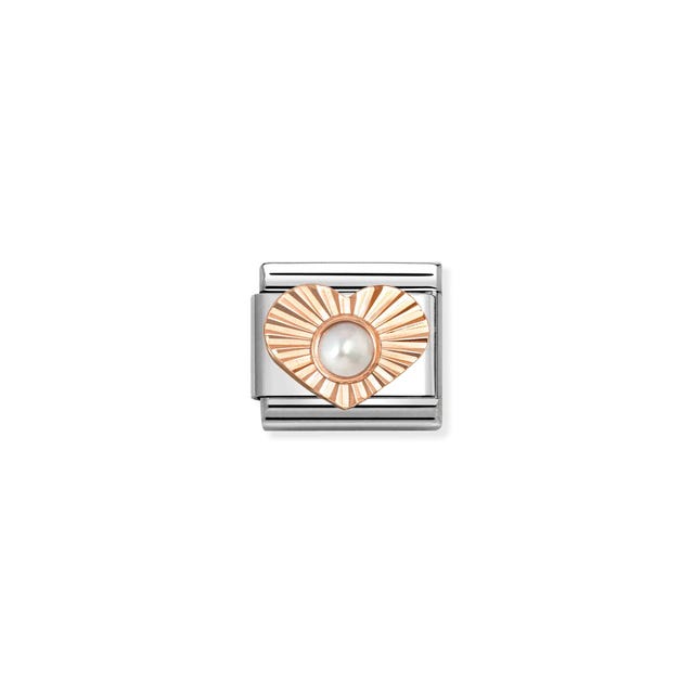 Nomination Composable Classic Link, Rose Gold Heart with White Pearl