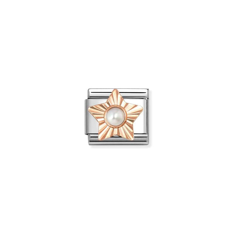 Nomination Composable Classic Link, Rose Gold Star & White Pearl