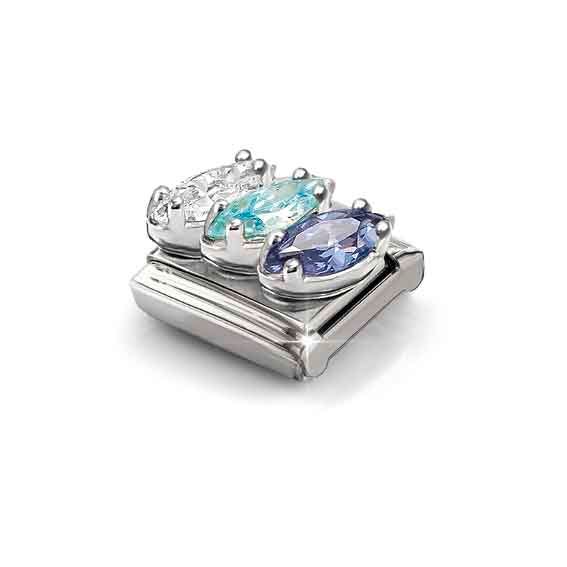 Nomination Composable Classic Link, Trilogy White/Blue Stones