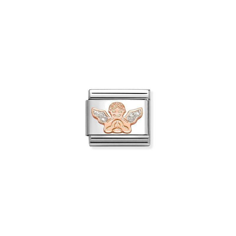 Nomination Composable Link Angel with Glitter, 9K Gold Enamel