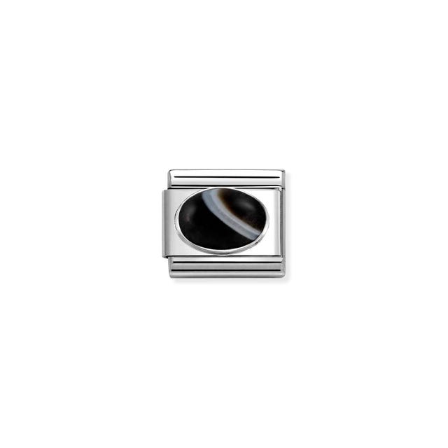 Nomination Composable Link Banded Onyx Stone, Silver