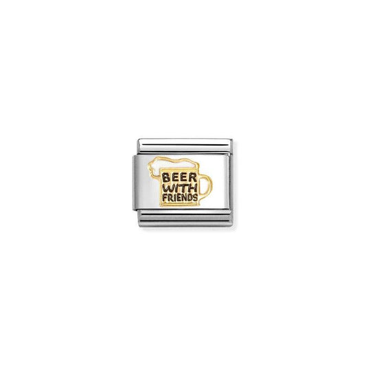 Nomination Composable Link Beer with Friends, 18K Gold & Enamel