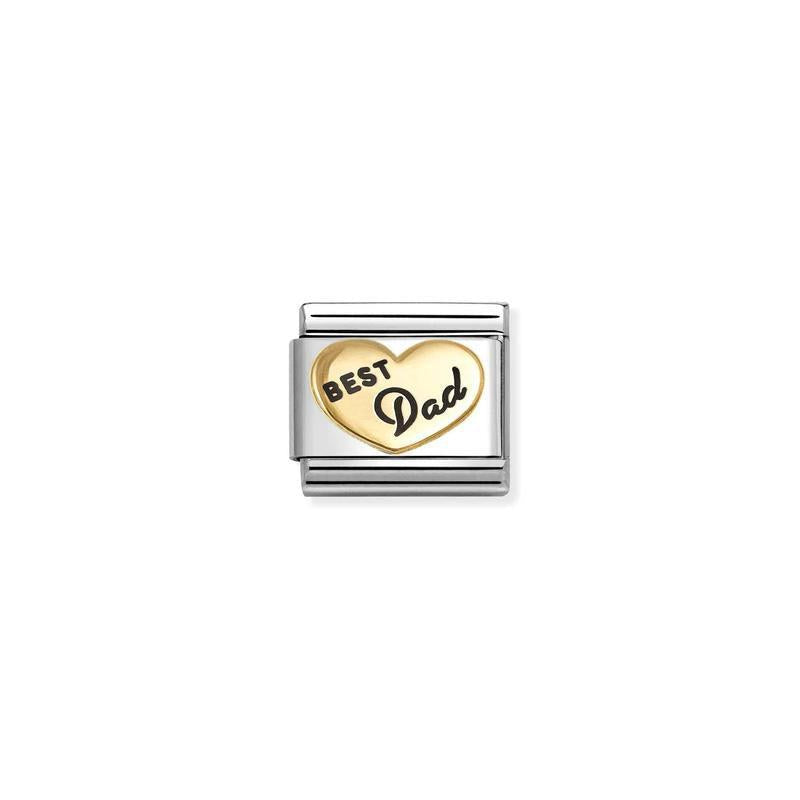 Nomination Composable Link Best Dad Heart, 18K Gold & Enamel