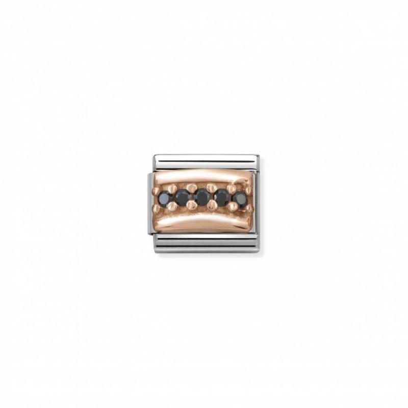 Nomination Composable Link Black Arch, Black Cubic Zirconia, 9K Rose Gold