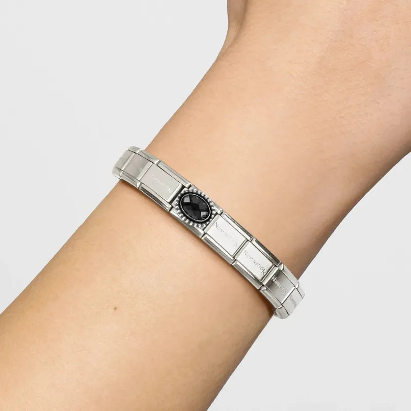 Nomination Composable Link Black Vintage Effect Stone, Silver