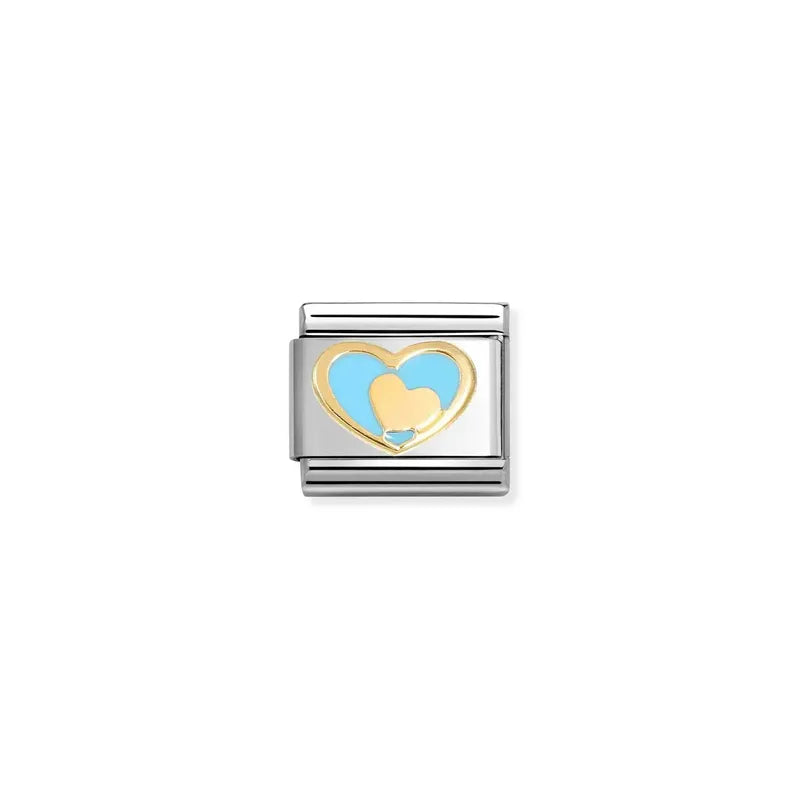 Nomination Composable Link Blue Heart-Gold, 18K Gold & Enamel