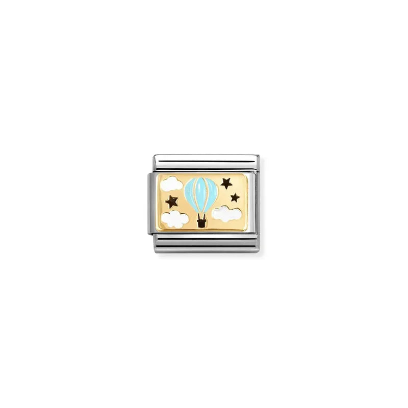 Nomination Composable Link Blue Hot Air Balloon, 18K Gold & Enamel