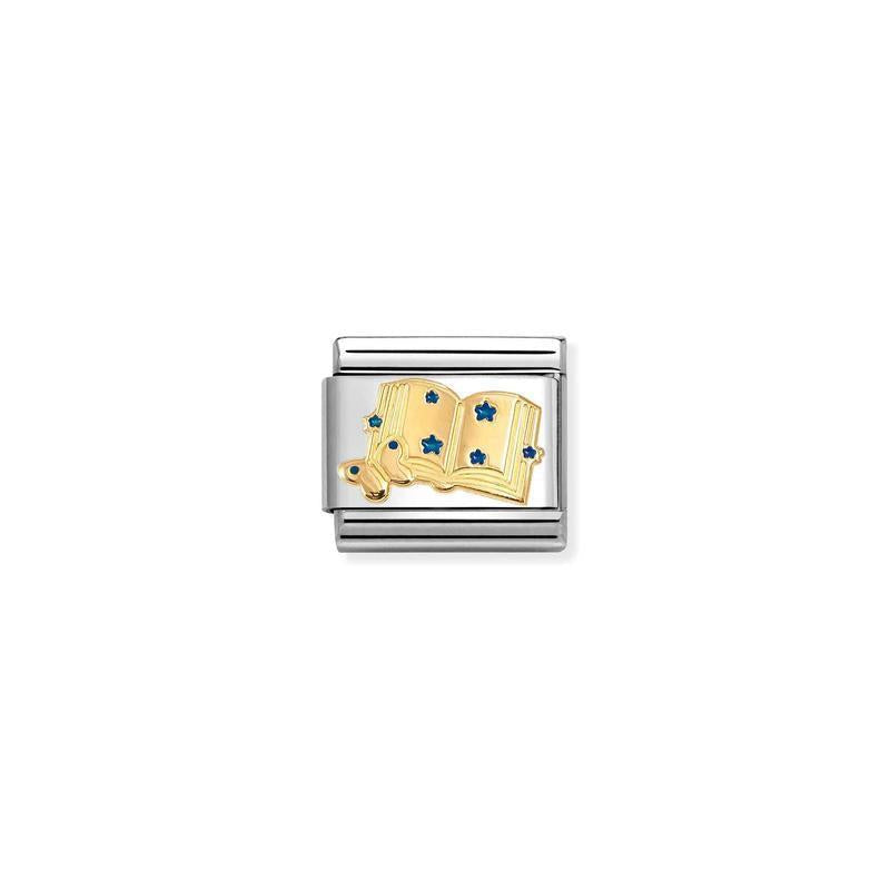 Nomination Composable Link Book with Blue Stars, 18K Gold & Enamel