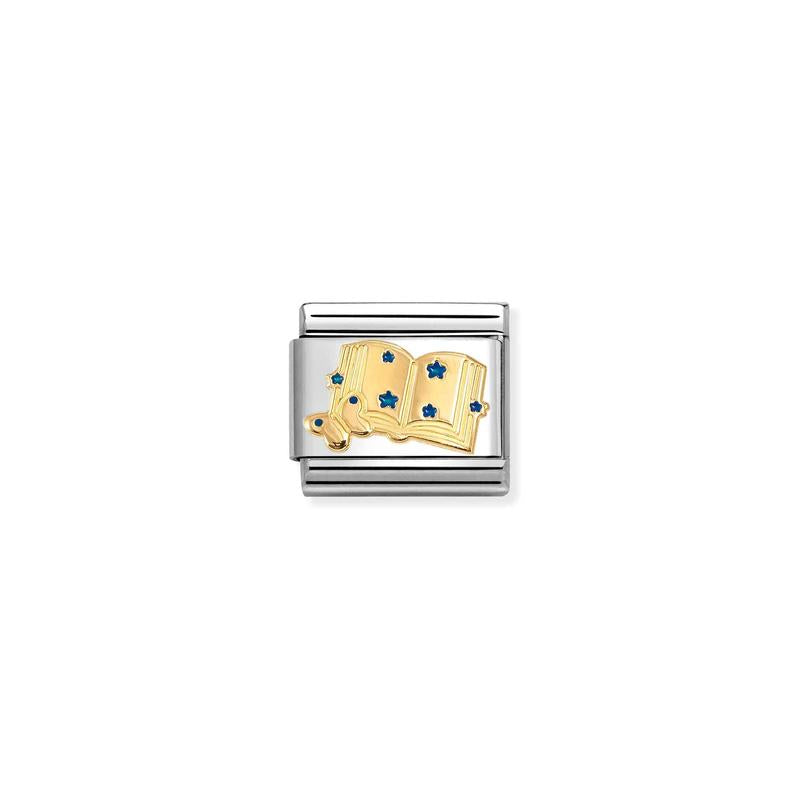 Nomination Composable Link Book with Blue Stars, 18K Gold & Enamel