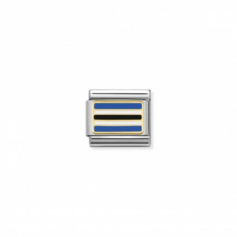 Nomination Composable Link Botswana Flag, 18K Gold & Enamel