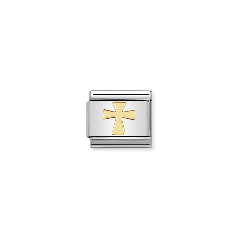 Nomination Composable Link Cross, 18K Gold