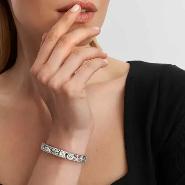 Nomination Composable Link Heart White Cubic Zirconia, Silver