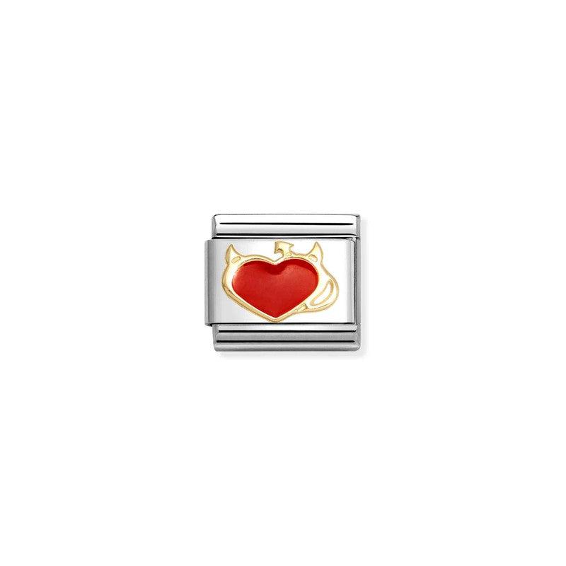 Nomination Composable Link Devil Heart, 18K Gold & Enamel