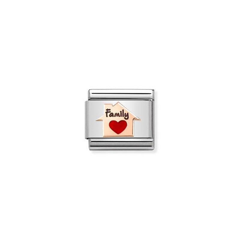 Nomination Composable Link Family Heart House, 9K Rose Gold & Enamel