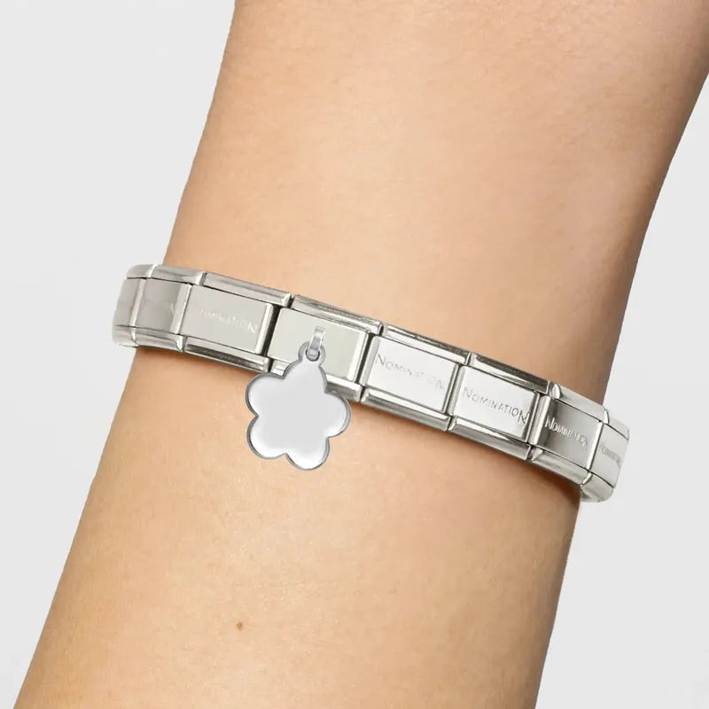 Nomination Composable Link Flower Engraving Pendant, Silver