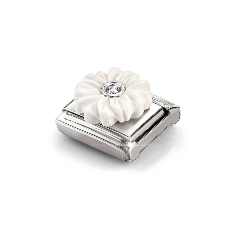 Nomination Composable Link Flower, White Stone, 925 Sterling Silver