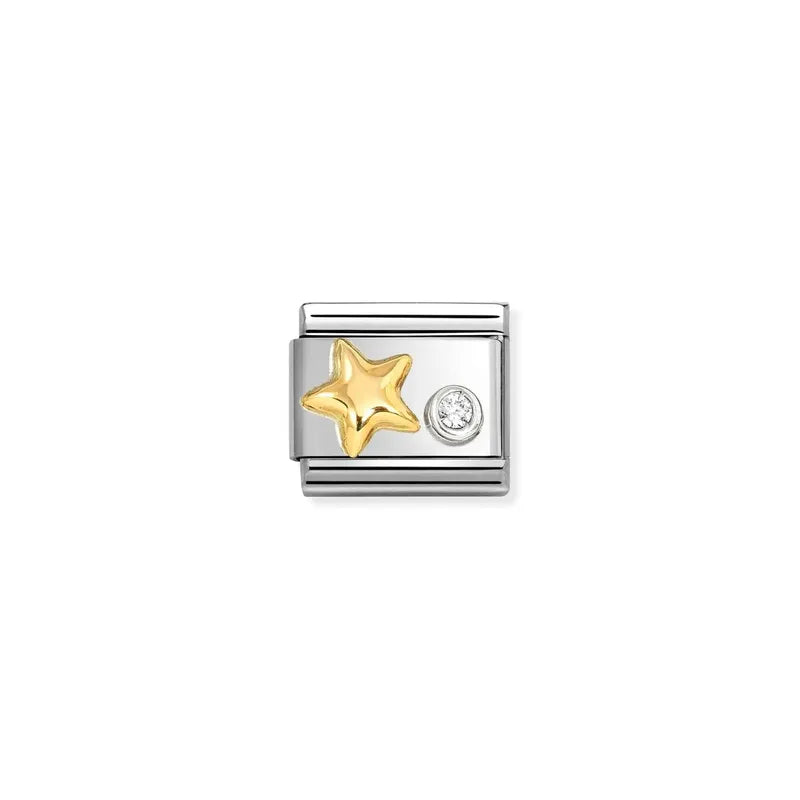 Nomination Composable Link Gold Star & Cubic Zirconia, Silver