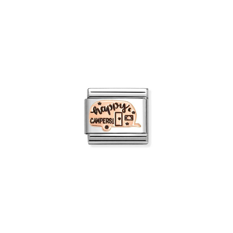 Nomination Composable Link Happy Campers Caravan, 9K Rose Gold & Enamel