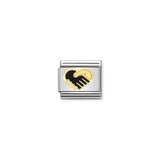 Nomination Composable Link Heart Handshake, 18K Gold & Enamel