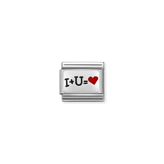 Nomination Composable Link I+U=Love, Red Heart, Silver & Enamel