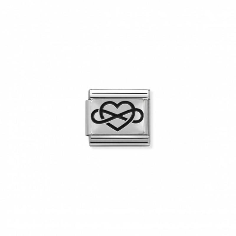 Nomination Composable Link Oxidised Infinity Heart, Silver