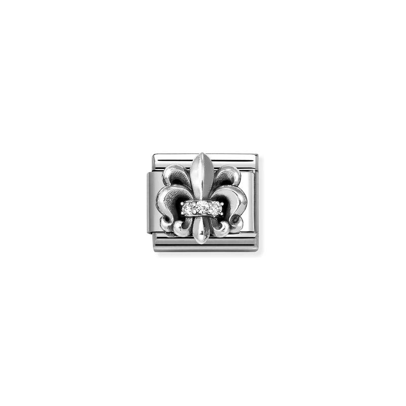 Nomination Composable Link Lily with Cubic Zirconia, Oxidised