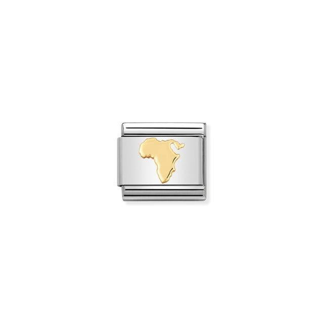 Nomination Composable Link Map Of Africa, 18K Gold