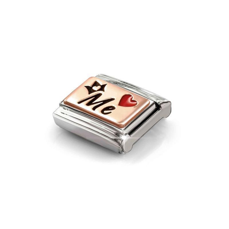 Nomination Composable Link Me, Heart and Crown, 9K Gold Enamel