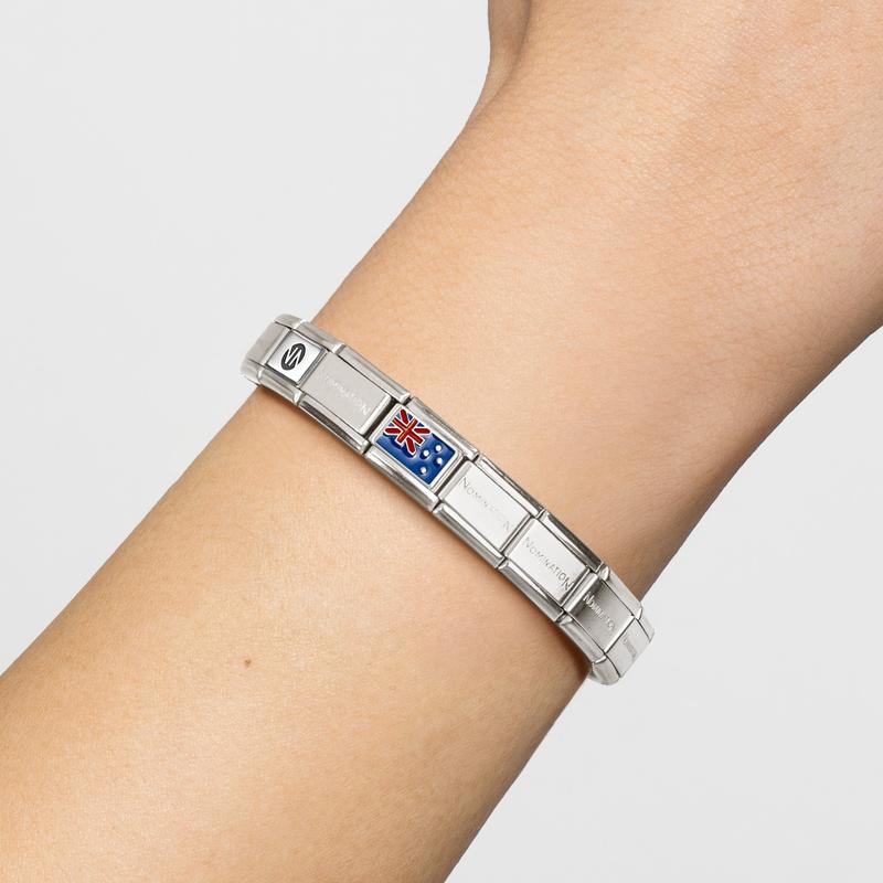 Nomination Composable Link New Zealand Flag, Silver & Enamel - worn