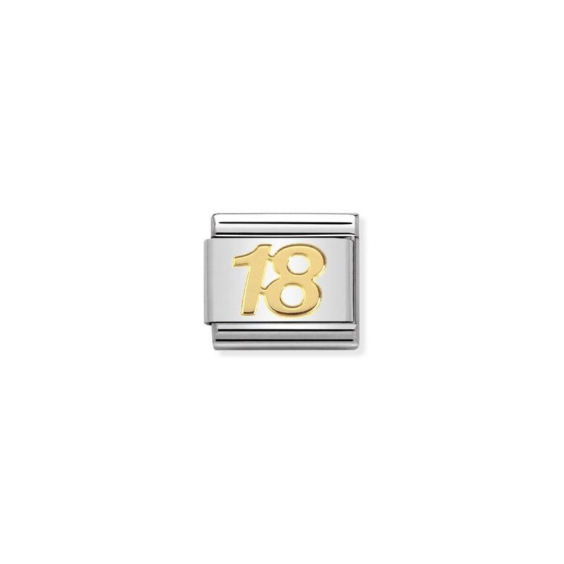 Nomination Composable Link Number 18, 18K Gold
