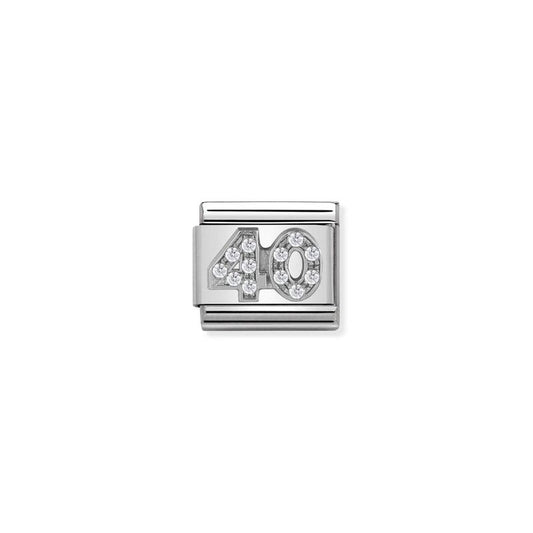 Nomination Composable Link Number 40, Cubic Zirconia, Silver