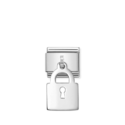 Nomination Composable Link Padlock Hanging Charm, Silver