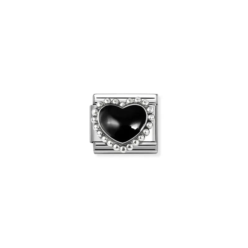Nomination Composable Link Pastel Black Heart, Silver & Enamel