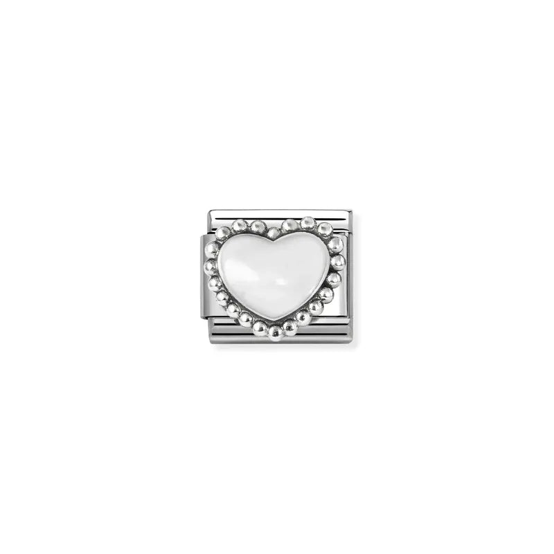 Nomination Composable Link Pastel White Heart, Silver & Enamel
