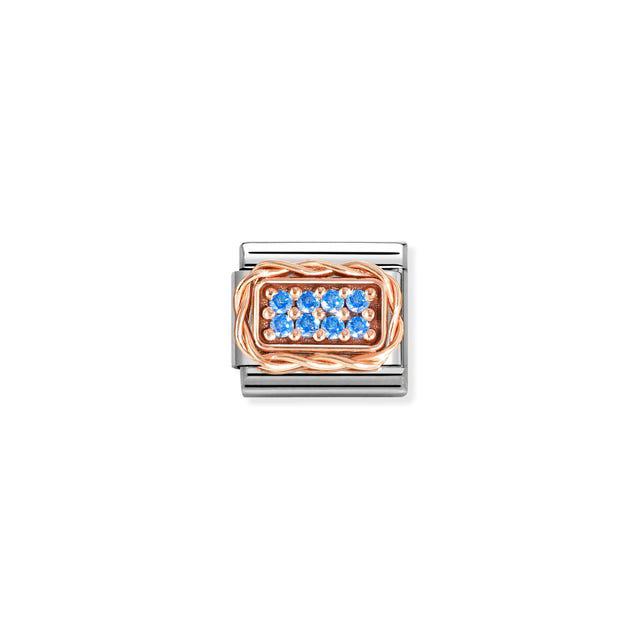 Nomination Composable Link Pave, Light Blue Cubic Zirconia, 9K Rose Gold