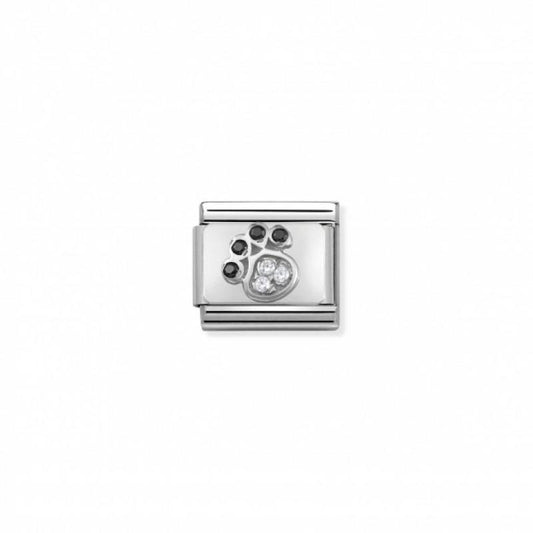 Nomination Composable Link Pawprint, Cubic Zirconia, Silver