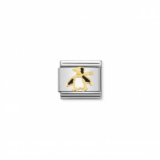 Nomination Composable Link Penguin, 18K Gold & Enamel