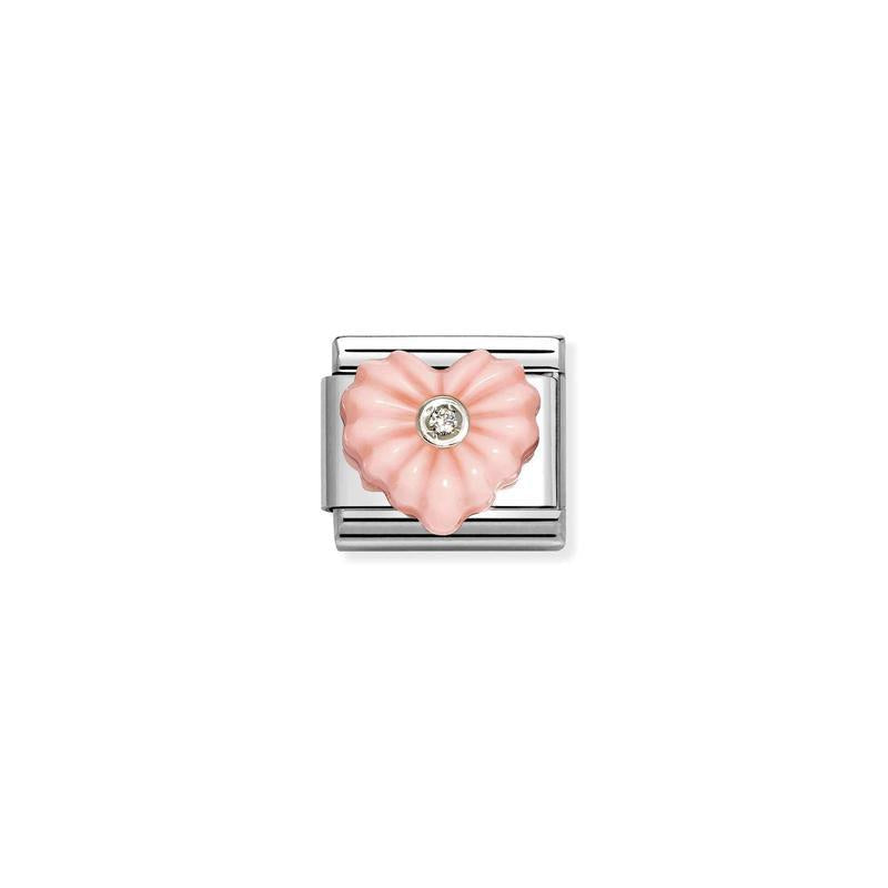Nomination Composable Link Pink Crimped Heart, 925 Sterling Silver