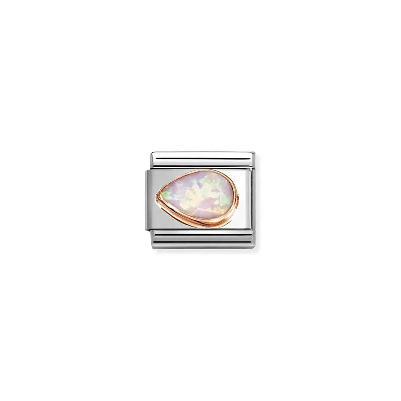 Nomination Composable Link Pink Opal Drop Left, 9K Rose Gold