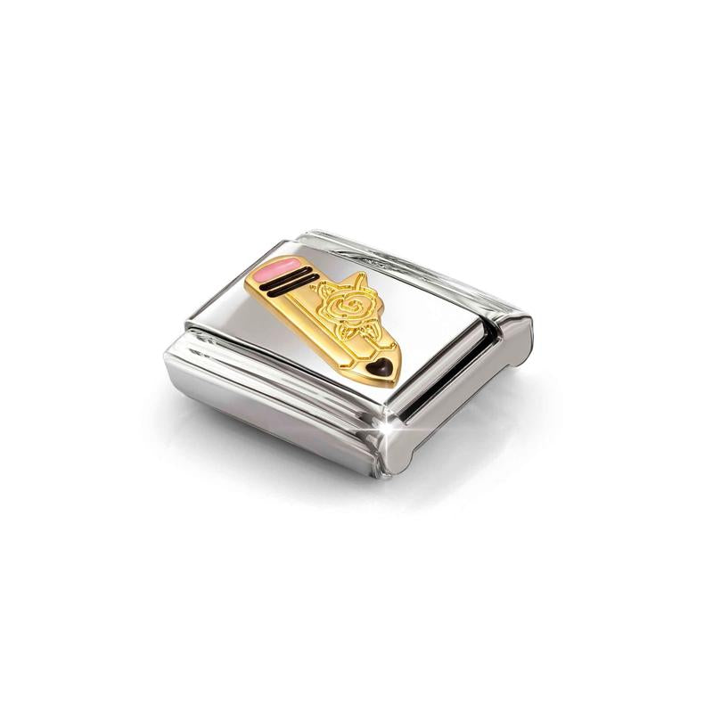Nomination Composable Link Pink Pencil, 18K Gold & Enamel