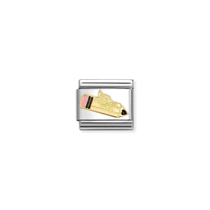 Nomination Composable Link Pink Pencil, 18K Gold & Enamel