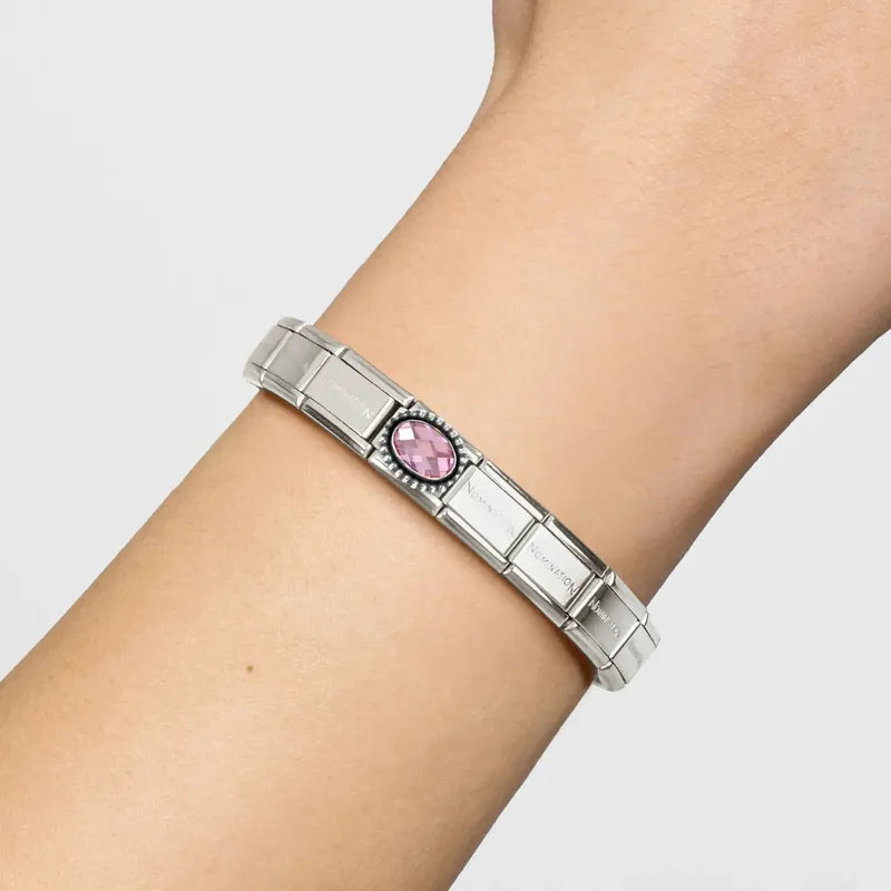 Nomination Composable Link Pink Vintage Effect Stone, Silver