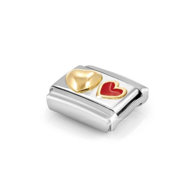 Nomination Composable Classic Steel and Gold Link with Red Enamel Heart
