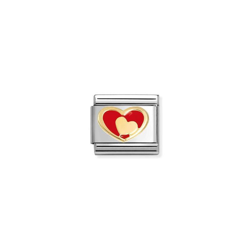 Nomination Composable Link Red Heart-Gold, 18K Gold & Enamel