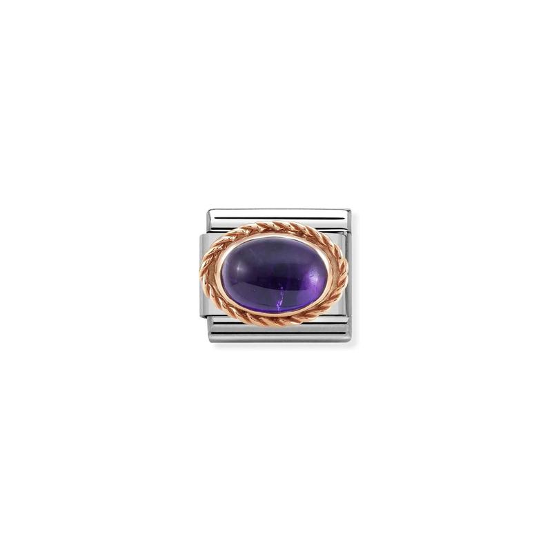Nomination Composable Link Rope, Amethyst Stone, 9K Rose Gold