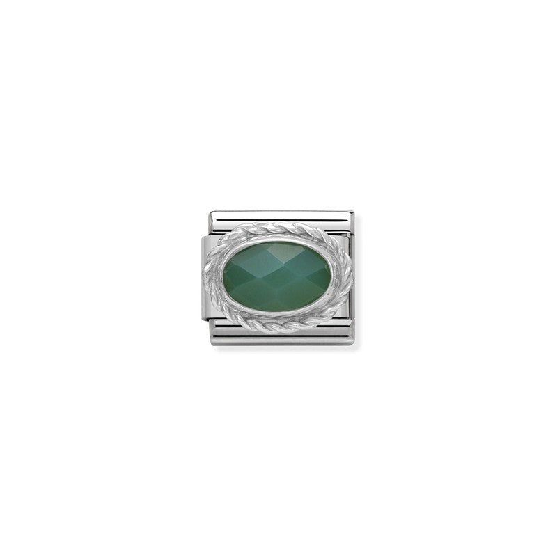 Nomination Composable Link Rope, Oval Green Agate Stone, Silver